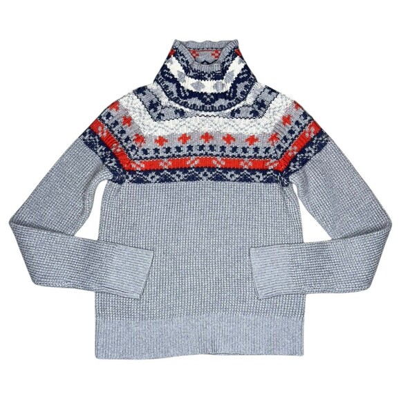 Columbia Pine Street Jacquard Pullover Sweater Women XS Gray Mock Neck Ski Lodge - Picture 2 of 8